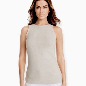 White House Black Market Womens Sweater Gold Metallic Sleeveless Tank​​​​